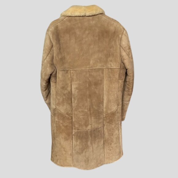 Vintage Knight Tailors Sheepskin Wool Long Suede Coat - Picture 3 of 16